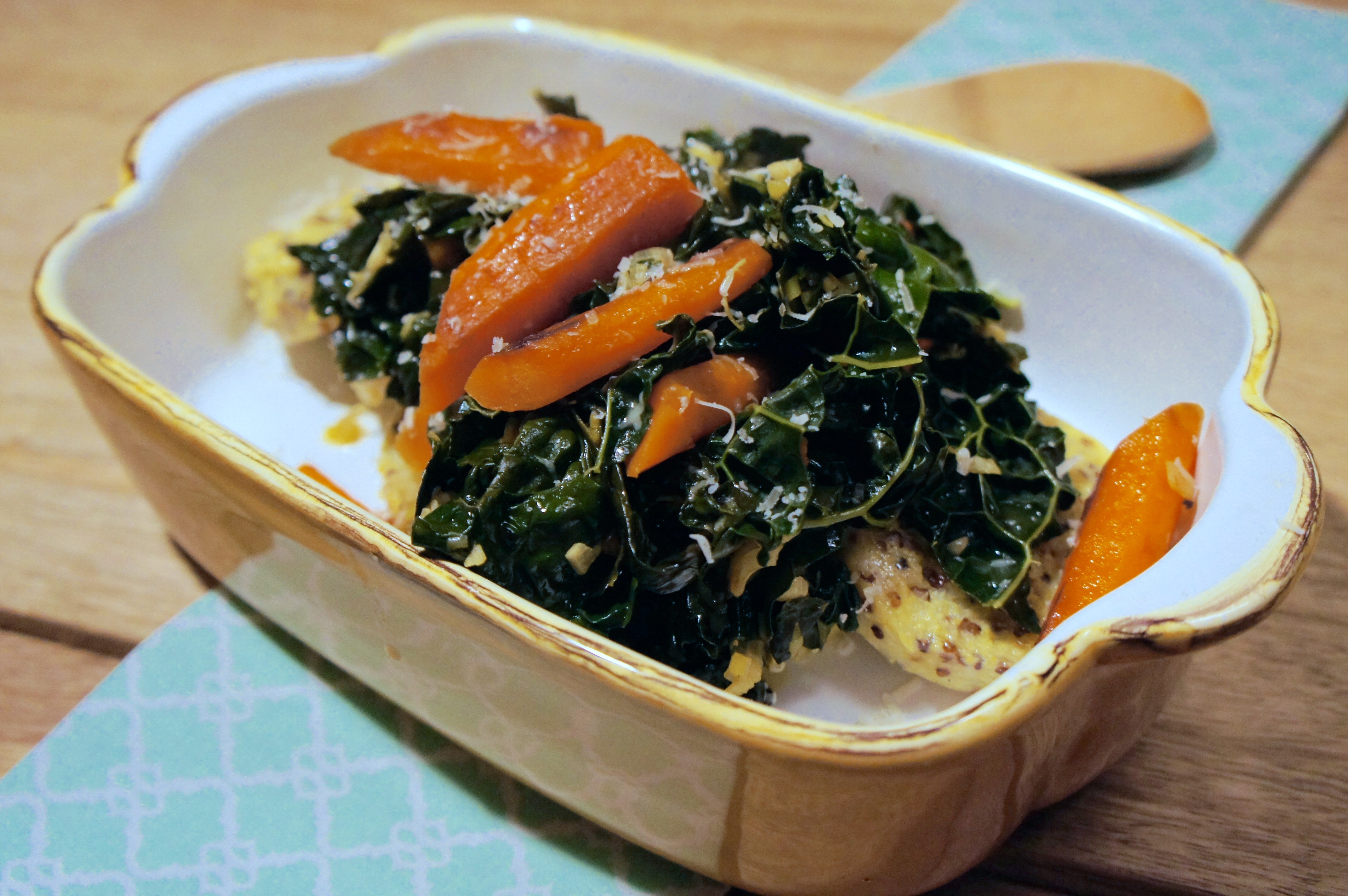 Garlicky Braised Kale and Carrots