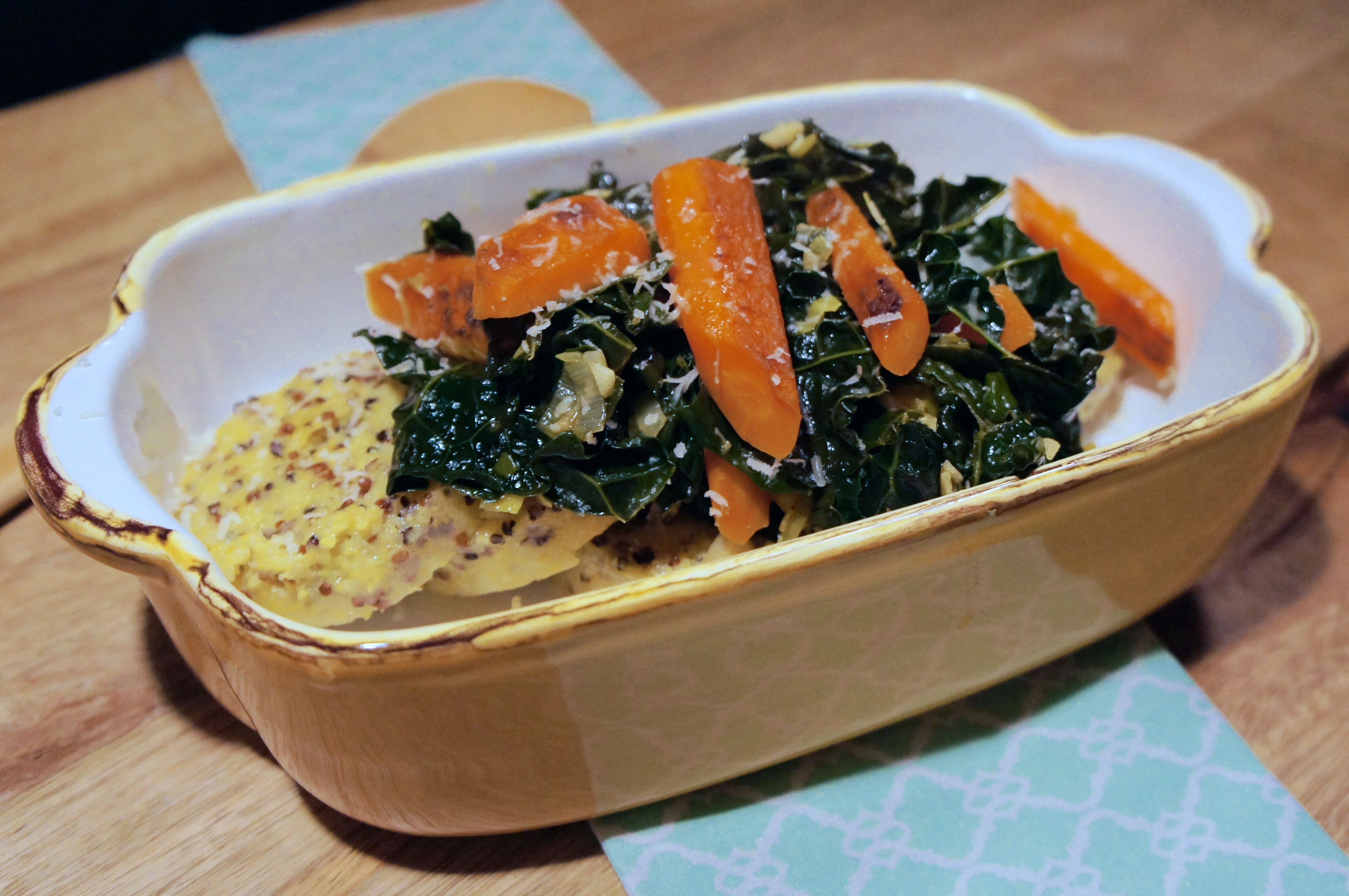 Garlicky Braised Kale and Carrots